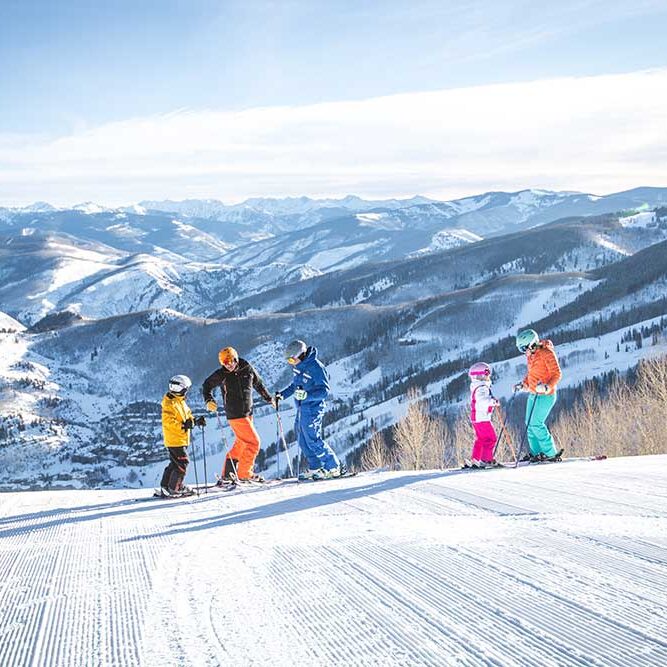 Family skiing in Beaver Creek, Colorado